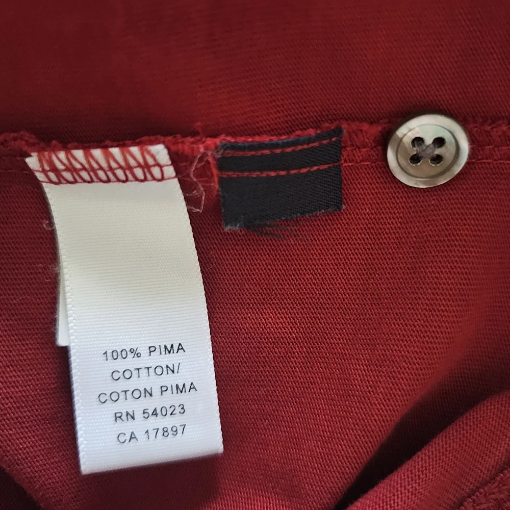 Banana Republic Polo Shirt Mens Size L Red Pima 100% Cotton Short Sleeve Preppy‎